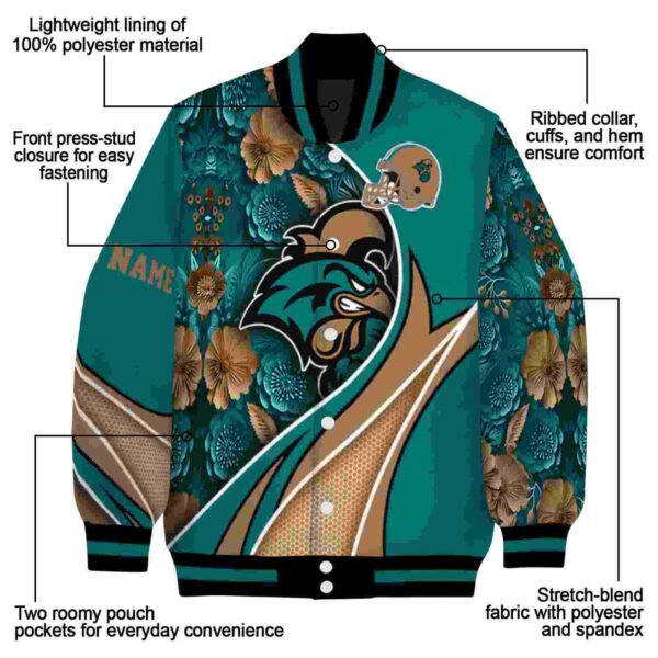 customized coastal carolina chanticleers floral print green jacket new arrival jacketwow