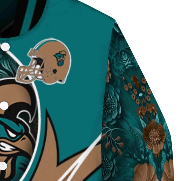 customized coastal carolina chanticleers floral print green jacket premium grade jacketwow