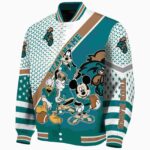 customized coastal carolina chanticleers mickey donald goofy green white jacket best selling jacketwow