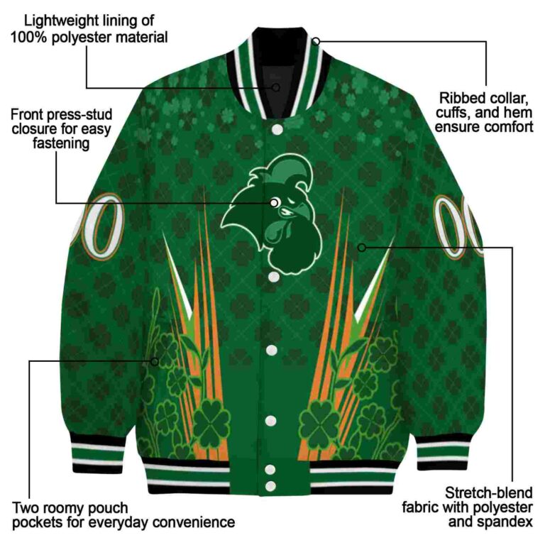 customized coastal carolina chanticleers shamrock pattern green jacket new arrival jacketwow