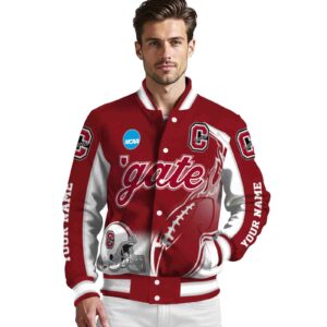 customized colgate raiders flaming football maroon white jacket high quality jacketwow