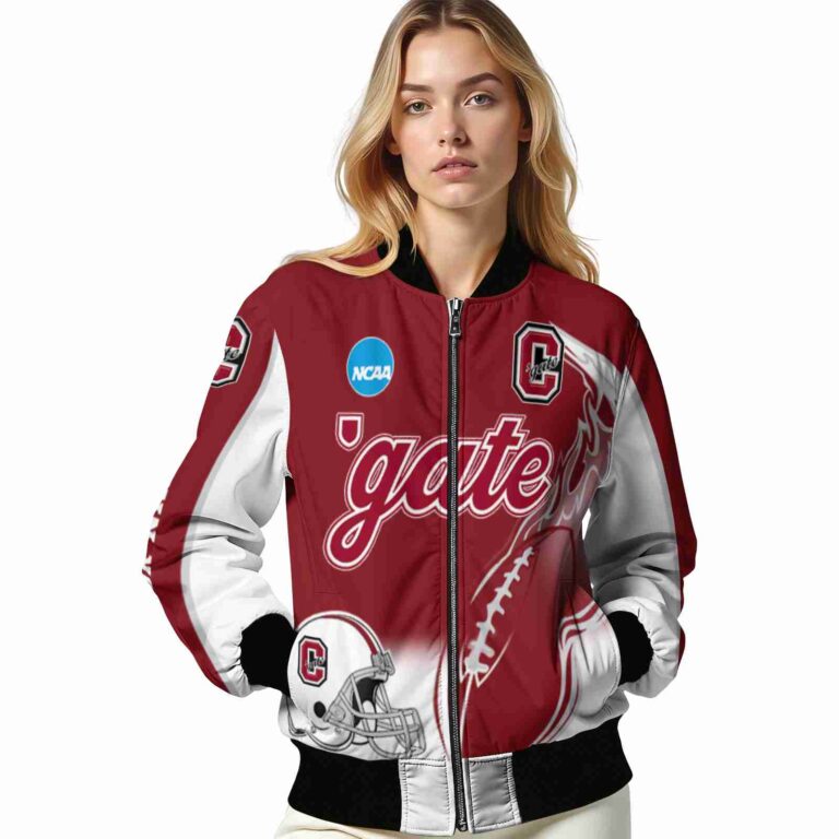 customized colgate raiders flaming football maroon white jacket latest model jacketwow