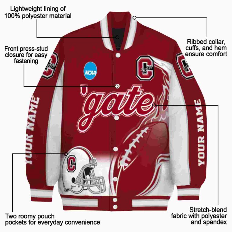 customized colgate raiders flaming football maroon white jacket new arrival jacketwow