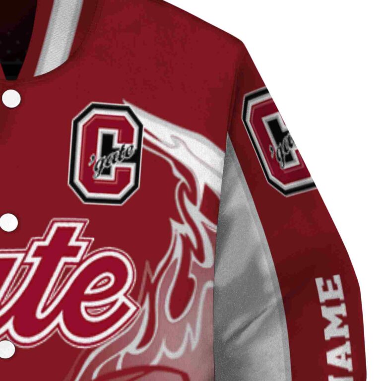 customized colgate raiders flaming football maroon white jacket premium grade jacketwow