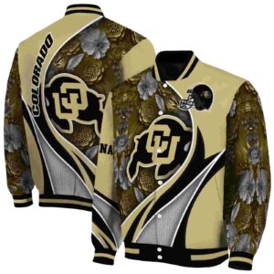 customized colorado buffaloes floral print gold jacket fashion forward jacketwow