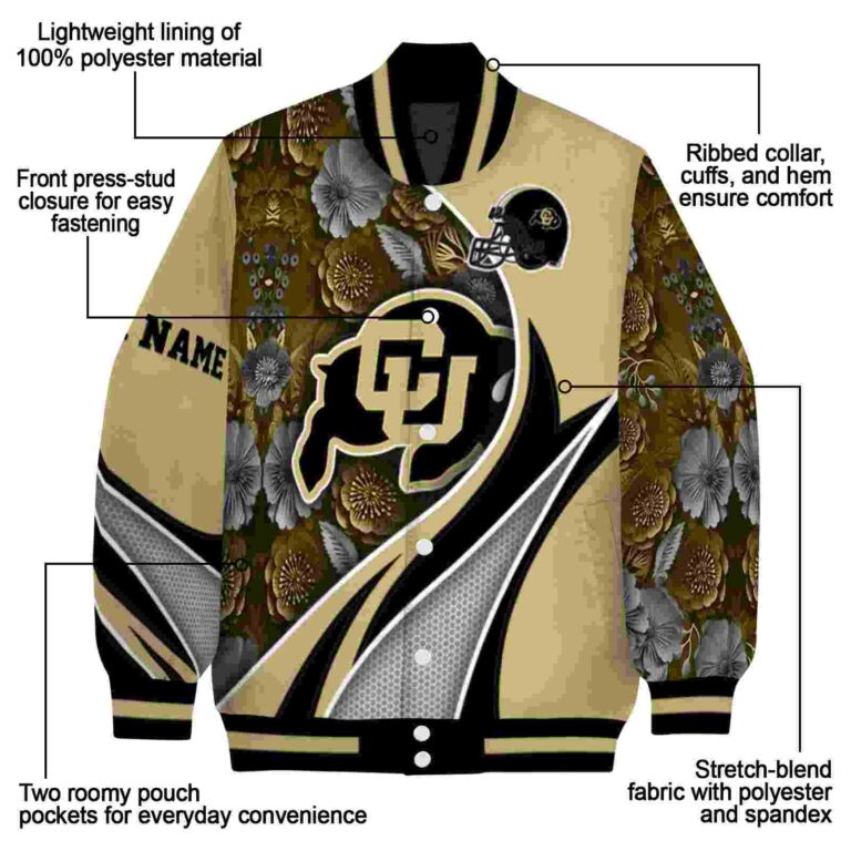 customized colorado buffaloes floral print gold jacket new arrival jacketwow
