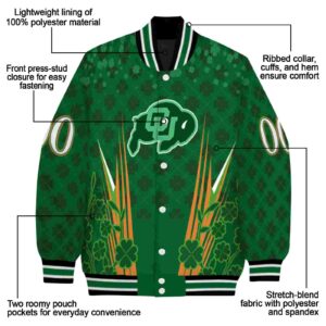 customized colorado buffaloes shamrock pattern green jacket new arrival jacketwow
