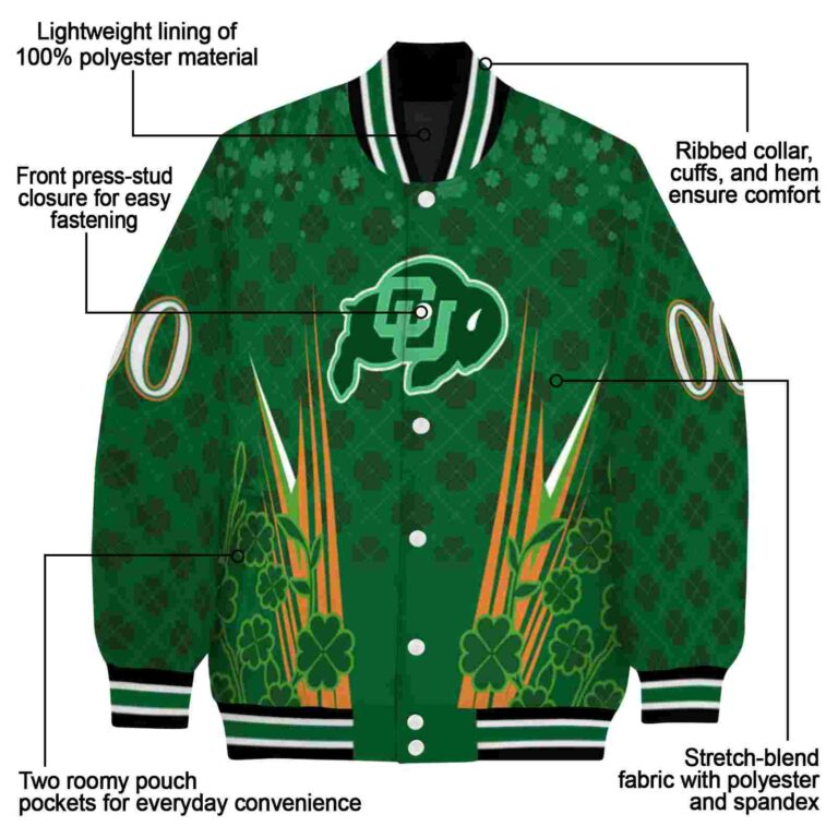 customized colorado buffaloes shamrock pattern green jacket new arrival jacketwow