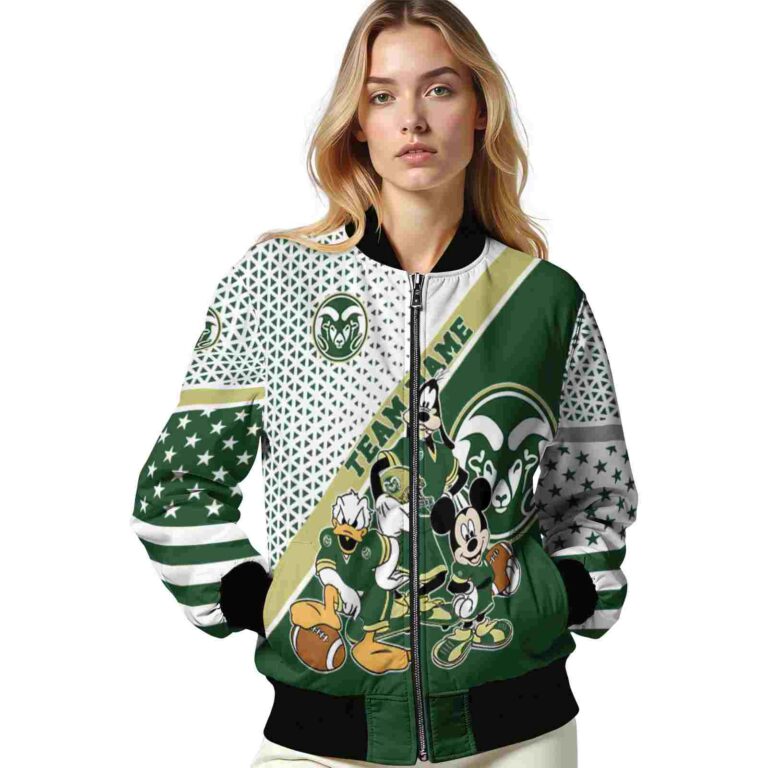 customized colorado state rams mickey donald goofy green white jacket latest model jacketwow