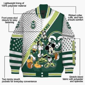 customized colorado state rams mickey donald goofy green white jacket new arrival jacketwow