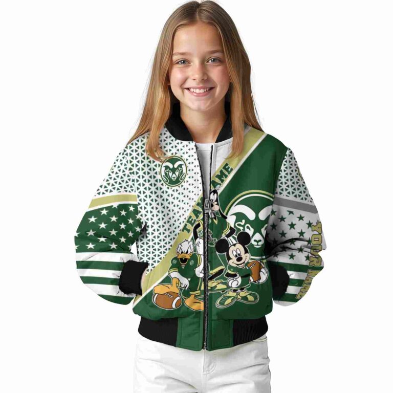 customized colorado state rams mickey donald goofy green white jacket top rated jacketwow