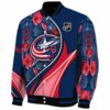 customized columbus blue jackets floral print navy blue jacket best selling jacketwow