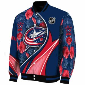 customized columbus blue jackets floral print navy blue jacket best selling jacketwow