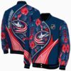 customized columbus blue jackets floral print navy blue jacket fashion forward jacketwow