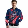 customized columbus blue jackets floral print navy blue jacket high quality jacketwow