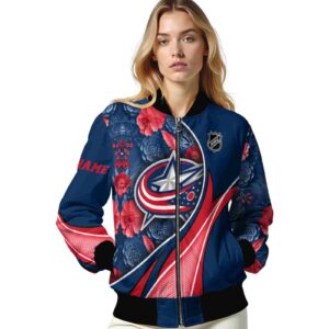 customized columbus blue jackets floral print navy blue jacket latest model jacketwow