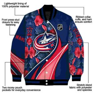 customized columbus blue jackets floral print navy blue jacket new arrival jacketwow
