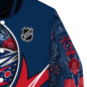 customized columbus blue jackets floral print navy blue jacket premium grade jacketwow