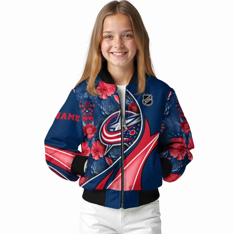 customized columbus blue jackets floral print navy blue jacket top rated jacketwow