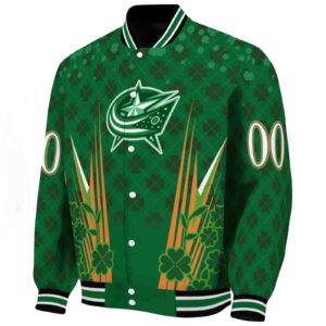 customized columbus blue jackets shamrock pattern green jacket best selling jacketwow