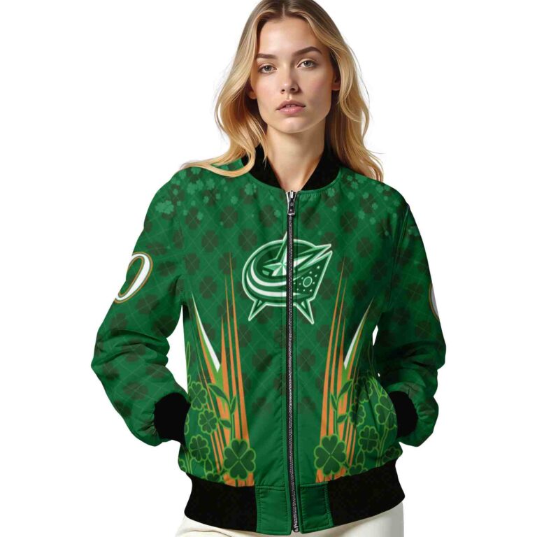customized columbus blue jackets shamrock pattern green jacket latest model jacketwow