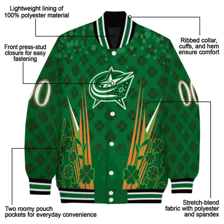 customized columbus blue jackets shamrock pattern green jacket new arrival jacketwow