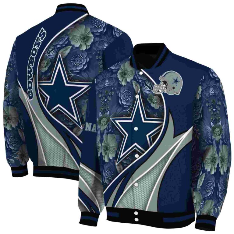 customized dallas cowboys floral print blue jacket fashion forward jacketwow