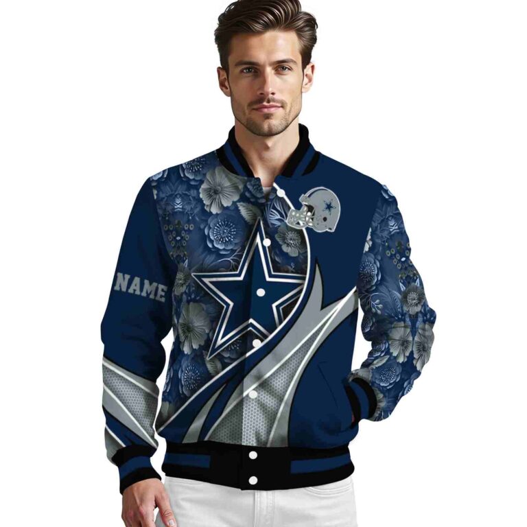 customized dallas cowboys floral print blue jacket high quality jacketwow
