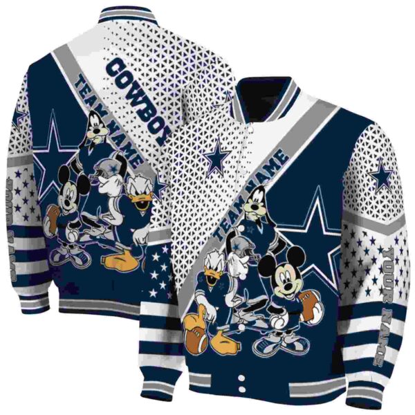 customized dallas cowboys mickey donald goofy blue white jacket fashion forward jacketwow