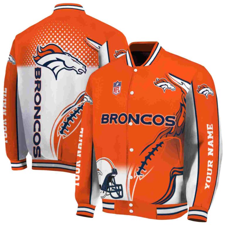 customized denver broncos flaming football orange white jacket fashion forward jacketwow