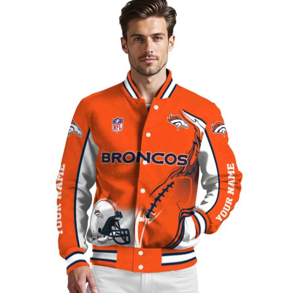 customized denver broncos flaming football orange white jacket high quality jacketwow