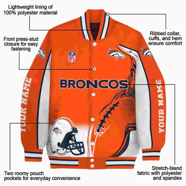 customized denver broncos flaming football orange white jacket new arrival jacketwow