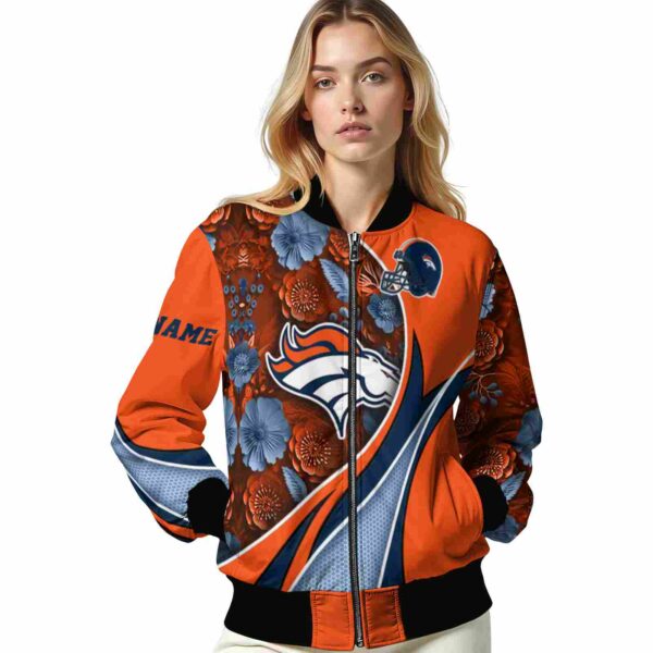 customized denver broncos floral print orange jacket latest model jacketwow