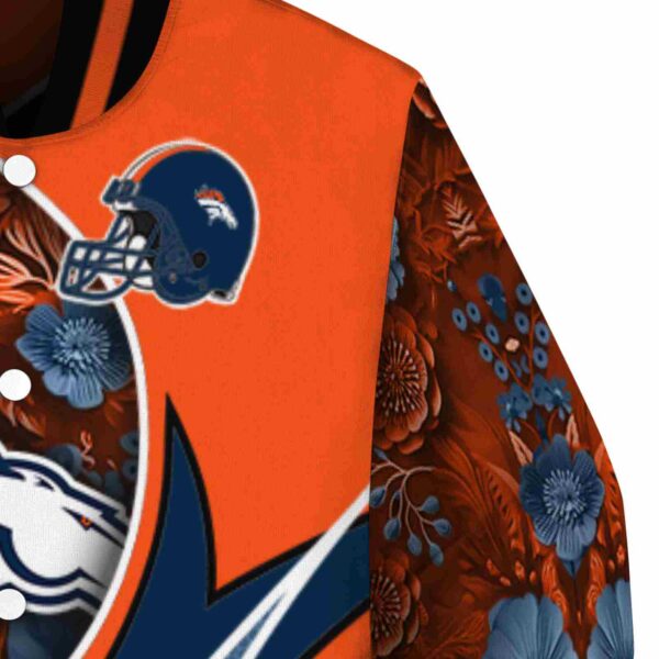 customized denver broncos floral print orange jacket premium grade jacketwow