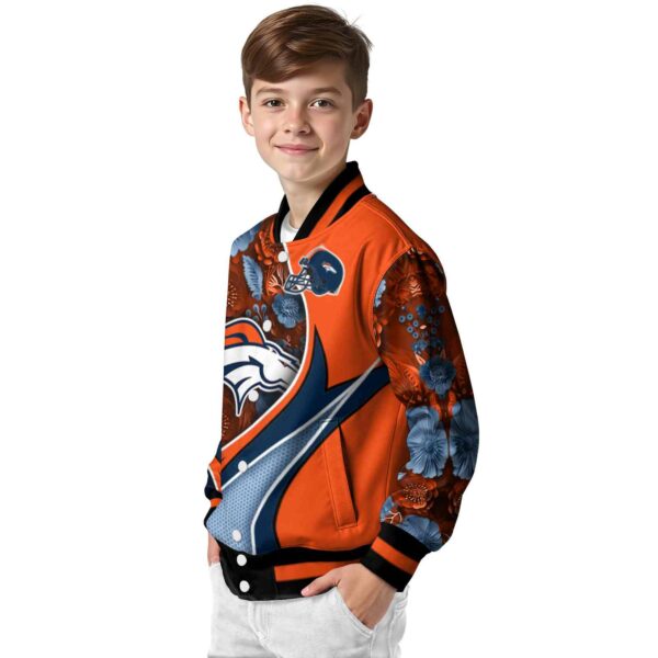 customized denver broncos floral print orange jacket trendy jacketwow