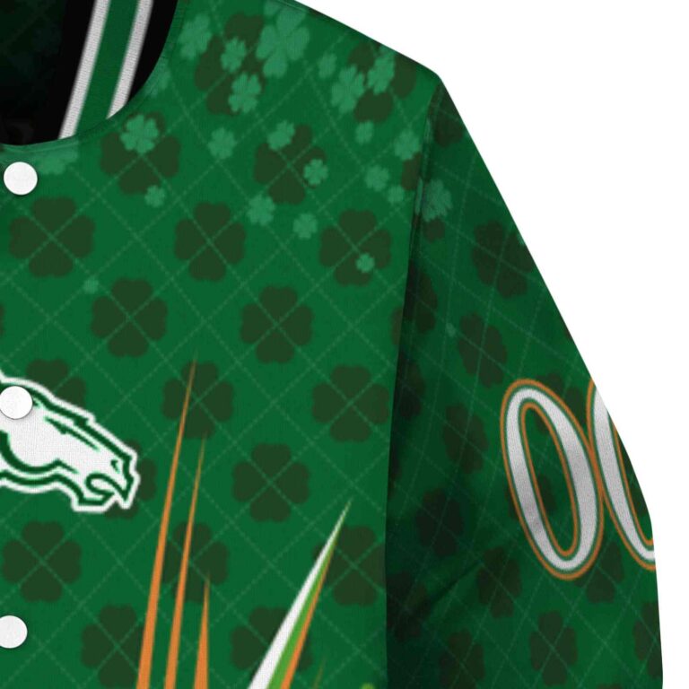 customized denver broncos shamrock pattern green jacket premium grade jacketwow
