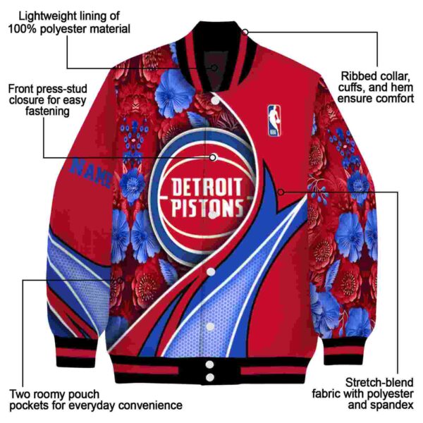 customized detroit pistons floral print red jacket new arrival jacketwow
