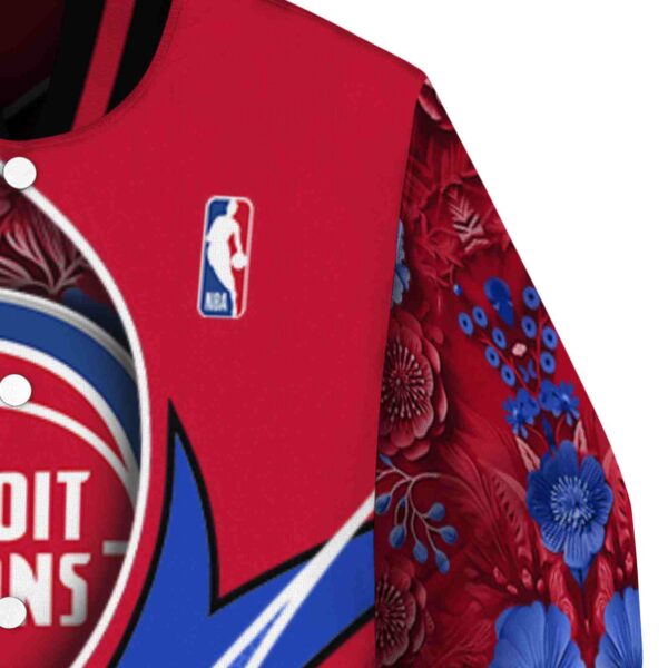 customized detroit pistons floral print red jacket premium grade jacketwow