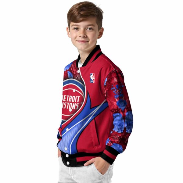 customized detroit pistons floral print red jacket trendy jacketwow