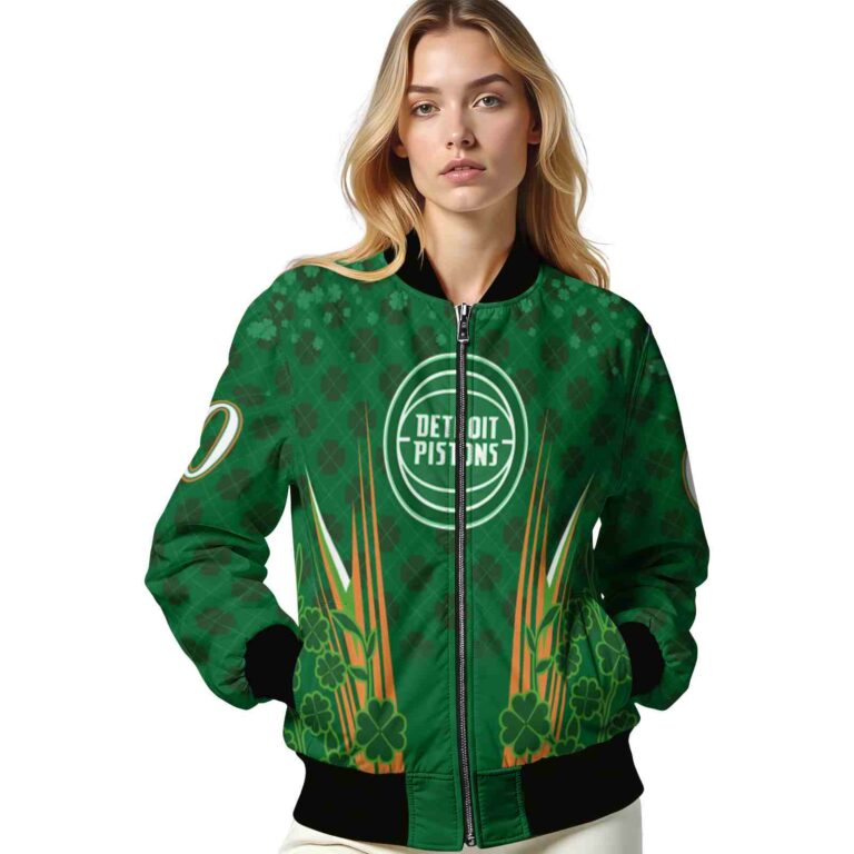 customized detroit pistons shamrock pattern green jacket latest model jacketwow