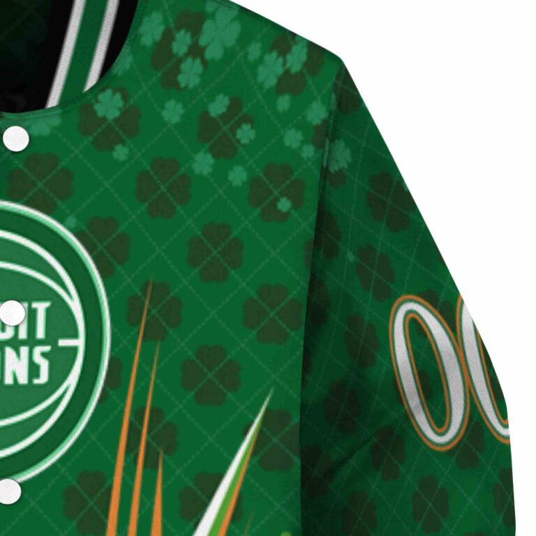 customized detroit pistons shamrock pattern green jacket premium grade jacketwow
