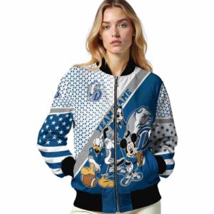 customized drake bulldogs mickey donald goofy blue white jacket latest model jacketwow
