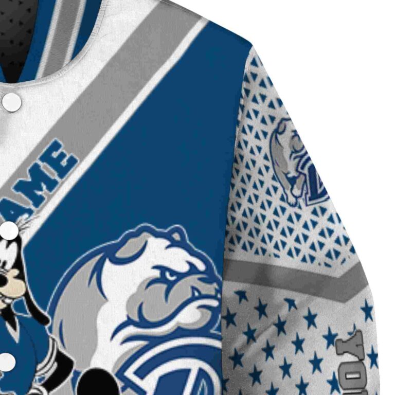 customized drake bulldogs mickey donald goofy blue white jacket premium grade jacketwow