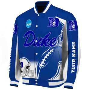 customized duke blue devils flaming football blue white jacket best selling jacketwow