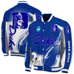 customized duke blue devils flaming football blue white jacket fashion forward jacketwow