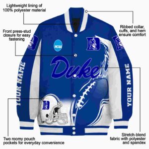 customized duke blue devils flaming football blue white jacket new arrival jacketwow