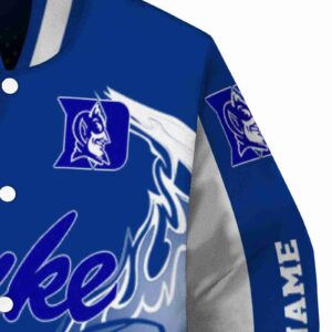 customized duke blue devils flaming football blue white jacket premium grade jacketwow