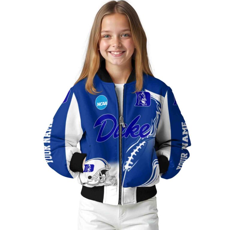 customized duke blue devils flaming football blue white jacket top rated jacketwow