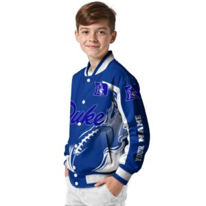 customized duke blue devils flaming football blue white jacket trendy jacketwow