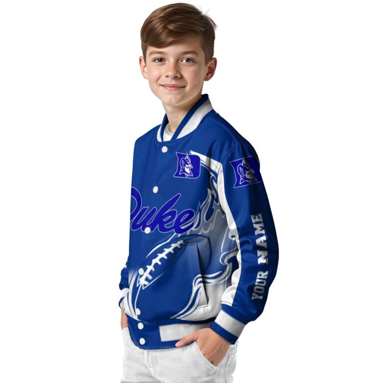customized duke blue devils flaming football blue white jacket trendy jacketwow